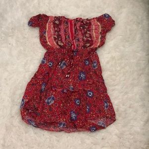 Off the shoulder red patterned dress